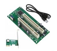 EffiFish Para pcie a tarjeta de expansión PCI dual con para alimentación SATA, adaptador de 3.3V/5V para tarjetas de captura de sonido en serie, soporte de media altura