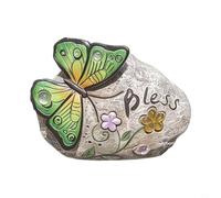 EffiFish Piedra de bienvenida de resina para jardín con diseño de mariposa, decoración de patio al aire libre resistente a la intemperie para patio, césped y balcón, adorno de 13,2 cm (F333095)