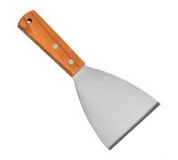 EffiFish Raspador de banco de acero inoxidable con mango de madera, parrilla versátil y herramienta de limpieza superior plana para cocina y cocina al aire libre (22,5 cm)