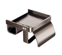 EffiFish Soporte de papel higiénico impermeable con estante, dispensador de pañuelos autoadhesivo de montaje en pared para baño, RV, aleación de aluminio, gris (gris B)