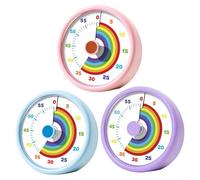 EffiFish Temporizador de aprendizaje visual, reloj de cuenta regresiva de 60 minutos para diseño de arco iris, modo silencioso para niños, aula, oficina, hogar, cocina (morado)