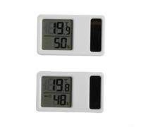 EffiFish Termómetro solar e higrómetro, medidor digital de temperatura y humedad para el hogar, monitoreo de habitación infantil, ABS sin batería, blanco, paquete de 2 (5 x 3 cm)
