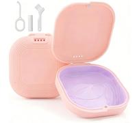 EffiFish Todo en uno Slim Aligner Case With Vent Holes, Magnetic Closure, Silicone Liner & Cleaning Tools For Retainers - Rosa (Rosa)