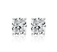 Effinny 2 aretes clásicos de plata de ley con circonita cúbica AAAAA de corte cojín de hielo triturado para mujer, Medio, Plata de ley, Circonita cúbica