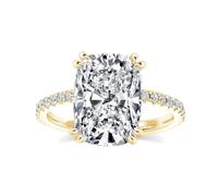 Effinny Anillo de compromiso alargado de 4 quilates para mujer, plata de ley 925 con circonita cúbica de hielo triturado, 7.5, Metal, Circonita cúbica