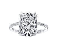 Effinny Anillo de compromiso alargado de 4 quilates para mujer, plata de ley 925 con circonita cúbica de hielo triturado, 9.5, Metal, Circonita cúbica