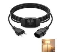 Effizientes 2 Meter LED Dimmer Kabel mit Schalter, Euro Flachstecker für LED Leuchtmittel, Stufenloser Schnurdimmer für Stehlampen, Lampenkabel mit Dimmer Schalter, 220-250V/100W, Schwarz (2m)