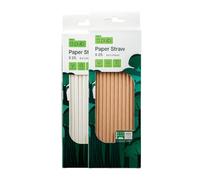 Effizon - Pajitas de de papel Blanco y Kraft | 2 packs 25 pajitas c/u | 100% biodegradable, sin plástico, ecológico y sostenible Cañitas para Fiestas y Celebraciones. Bebidas frías y Caliente 6x210mm