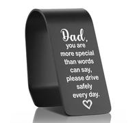 EFFJNSG Drive Safe Dad - Clip para visera de coche de acero inoxidable, con texto en inglés "You Are More Special Than Words Can Say Grabado", regalo de conducción seguro para papá de parte de hija