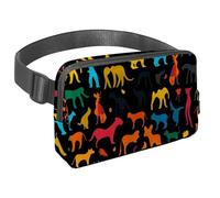 Effortless Adventure Awaits, Riñonera de viaje para hombres y mujeres, una bolsa cruzada para correr, caminar, senderismo y ciclismo, silueta de animal negro, Multicolor#01, 1.5x9.0x5.9in/4x23x15cm