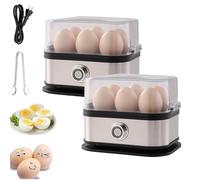 Effortless Egg Cooking with The Ultimate Stainless Steel Egg Cooker, Smart Egg Cooker with Auto Shut, Electric Rapid Egg Boiler for 6 Eggs (2pcs)