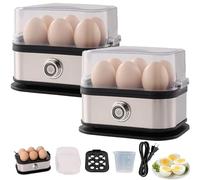 Effortless Egg Cooking with The Ultimate Stainless Steel Egg Cooker, Smart Egg Cooker with Auto Shut, Electric Rapid Egg Boiler for 6 Eggs, for Lid Soft/Medium/Hard Boiled Poached Egg (2pc)