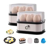 Effortless Egg Cooking with the Ultimate Stainless Steel Egg Cooker, Smart Egg Cooker with Auto Shut, For Hard/Soft/Medium Boiled, Poached, Scrambled (2-PCS)