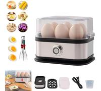 Effortless Egg Cooking with the Ultimate Stainless Steel, Smart Egg Cooker with Auto Shut Off, Electric Rapid Egg's Boiler for 6 Eggs with Tray Lid for Hard/Soft/Medium Boiled (1pcs)