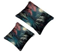Effortless Glam: Beautiful Scenery Under The Moon-64 - Bolsa de maquillaje impermeable para mujer, multicolor, A：7.1x5.8in/18x14.8cm，B:4.7x4.5in/12x11.5cm