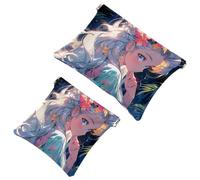 Effortless Glam: Starry Sky Flamingo Girl-904 - Bolsa de maquillaje impermeable para mujer, multicolor, A：7.1x5.8in/18x14.8cm，B:4.7x4.5in/12x11.5cm