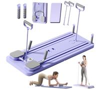 EFGETD Juego de tabla reformadora de pilates con rebote automático, tabla de abdominales plegable, máquina de ejercicio para el hogar con soporte de codo y bandas de resistencia