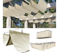 EFGETD Ondulada Toldo Vela de Sombra Retráctil, Impermeable Toldos Protección UV Forma de U Tela para Sombras Corredizas Pabellón para Jardín, Patio, Terraza y Enrejado(Beige,3x8m(10'x26'))