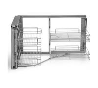 Eficiente esquina ciega de 38.1 cm, diseño extraíble, 2 niveles, solución de almacenamiento para gabinete de cocina para una máxima utilización del espacio.