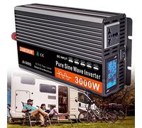 Eficiente Inversor de Corriente de Onda Sinusoidal Pura 3000W 4000W 5000W 6000W Convertidor de Voltaje DC 12V/24V a AC 220V 230V con LCD Pantalla & Socket para Exterior/Hogar,3000W-24V