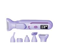 Eficiente removedor de vello lavable, dispositivo de depilación facial, textura ABS con pantalla LCD y 5 cabezales de repuesto, afeitadora íntima para mujeres