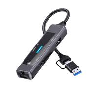 Eficiente USB 3.0 2.0 y concentradores tipo C RJ45 100 Mbps, adaptador Ethernet de 5 puertos, adaptador de transferencia de datos de 5 Gbps para teléfono y tableta