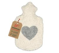 Efie Bolsa de agua caliente con aplicación de corazón de fieltro, 1,8 l, fabricada en Alemania
