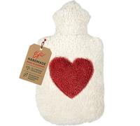 Efie Botella de agua caliente con aplicación de corazón, cultivo ecológico controlado (orgánico), fabricado en Alemania