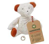Efie Caja de música Teddy - 100 % algodón de felpa, relleno de lana virgen, con detalles de fieltro, certificado GOTS - Hecho a mano en Alemania - Canción de cuna de Mozart - Duerme mi príncipe