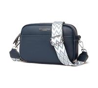 Efilra Bolso Cruzado Pequeño de Piel Auténtica para Mujer con Correa de Guitarra, A-azul