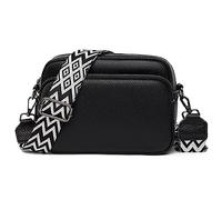 Efilra Bolso Cruzado Pequeño para Mujer, de Piel Auténtica, con Correa de Guitarra para Cámara - Negro (C-BLACK)