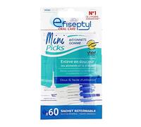 Efiseptyl - 60 mini picks - Bastones de goma - Suave y fácil de usar - Bolsa extraíble