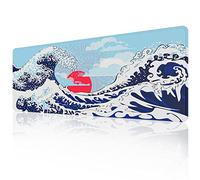 EFISH Japan Art Kanagawa - Alfombrilla de ratón para surfear (800 × 300 × 3 MM), alfombrilla de ratón grande extendida, alfombrilla de escritorio, bordes cosidos, base de goma antideslizante.