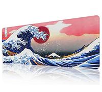 EFISH Japan Art Kanagawa - Alfombrilla de ratón para surfear (800 × 300 × 3 MM), alfombrilla de ratón grande extendida, alfombrilla de escritorio, bordes cosidos, base de goma antideslizante.