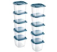 EFISH Juego de 10 Cajas Cubo Rectangulares de Plástico con Tapas,Cajas de almacenamiento de alimentos,conjuntos de contenedores de alimentos,contenedores.Para la escuela, (10PCS - 650ml)