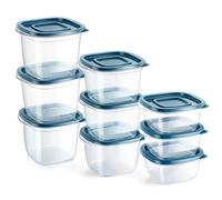 EFISH Juego de 9 Cajas Cubo Rectangulares de Plástico con Tapas,Cajas de almacenamiento de alimentos,conjuntos de contenedores de alimentos,contenedores.Para la escuela, (9PCS - 300/480/650ml)