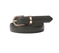 EFLAL Cinturón de cuero fino con hebilla multicolor para mujer de 105-130cm con decoración de hebilla de aleación en forma de D, Verde oliva