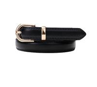 EFLAL Cinturón de cuero fino con hebilla multicolor para mujer de 105-130cm con decoración de hebilla de aleación en forma de D, Negro