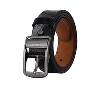 EFLAL Cinturón de cuero genuino para hombre de talla grande de 105-170cm, cinturón informal de negocios con hebilla negra mate