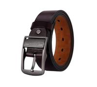 EFLAL Cinturón de cuero genuino para hombre de talla grande de 105-170cm, cinturón informal de negocios con hebilla negra mate