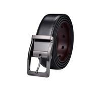 EFLAL Cinturón Reversible de cuero genuino para hombre, dos en uno, doble Color, 85-160cm, con hebilla de aleación giratoria negra mate, 1 ud.