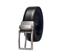 EFLAL Cinturón Reversible de cuero genuino para hombre, dos en uno, doble Color, 85-160cm, con hebilla de aleación giratoria negra, 1 ud.