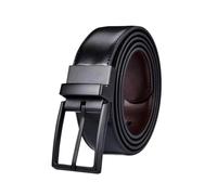 EFLAL Cinturón Reversible de cuero genuino para hombre, dos en uno, doble Color, 85-160cm, con hebilla de aleación giratoria negra, 1 ud.