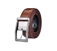 EFLAL Cinturón Reversible de cuero genuino para hombre, dos en uno, doble Color, 85-160cm, con hebilla de aleación giratoria negra mate, 1 ud.