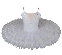 EFLALYHG Blanca,140, Tutú de Ballet Profesional para niñas de Flores Vestido de Bailarina El Lago los cisnes con Plato para niños Disfraz de competición Baile de Escenario