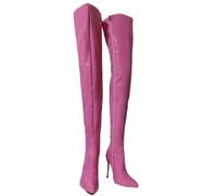 EFLALYHG Botas Altas hasta el Muslo para Mujer, Tacones Altos, sexys, de Aguja tacón Fino Botas por Encima de la Rodilla Zapatos emocionantes para Club de Striptease Baile en Barra,Púrpura,46 EU