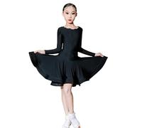 EFLALYHG Vestido de Baile Latino Profesional para niñas, Vestidos de Baile de salón para niños, Rumba, Cha, Samba, Fiesta de Carnaval, práctica, Vestido de competición,Negro,140