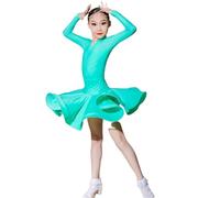 EFLALYHG Vestido de Baile Latino Profesional para niñas, Vestidos de Baile de salón para niños, Rumba, Cha, Samba, Fiesta de Carnaval, práctica, Vestido de competición,Green 1,120