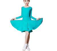 EFLALYHG Vestido de Baile Latino Profesional para niñas, Vestidos de Baile de salón para niños, Rumba, Cha, Samba, Fiesta de Carnaval, práctica, Vestido de competición,Verde,130