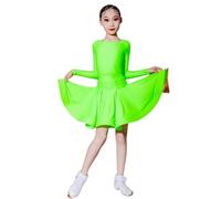EFLALYHG Vestido de Baile Latino Profesional para niñas, Vestidos de Baile de salón para niños, Rumba, Cha, Samba, Fiesta de Carnaval, práctica, Vestido de competición,Light Green,170